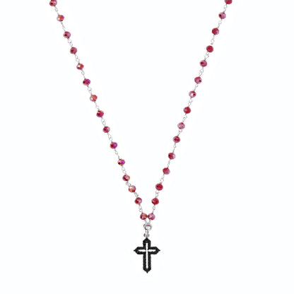 Collana Coloribus con pietre e croce zirconi, argento 925