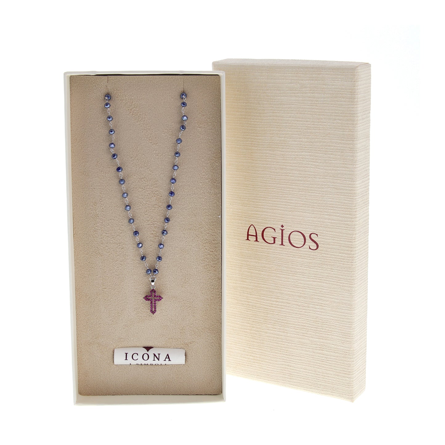 Collana Coloribus con pietre e croce zirconi, argento 925