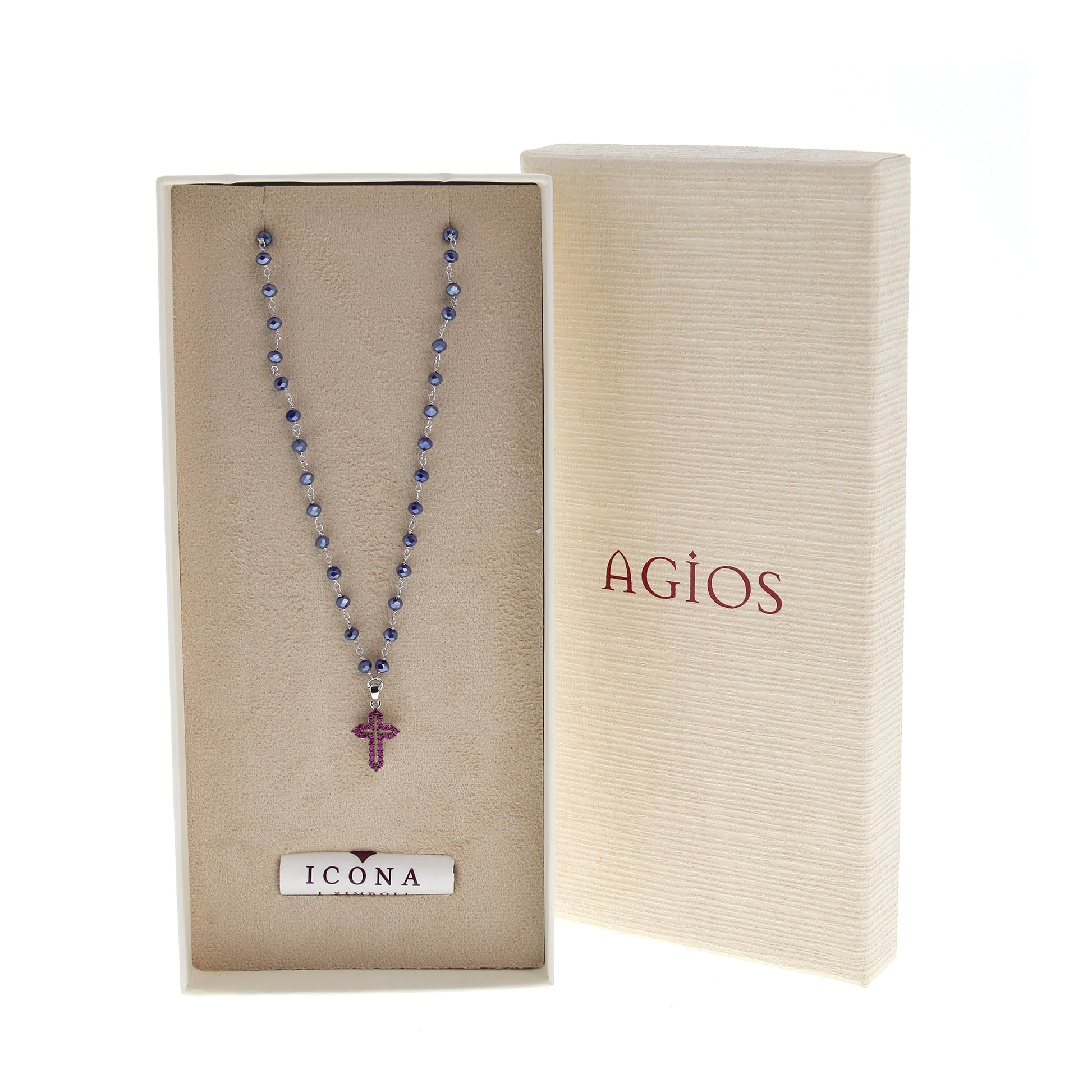 Collana Coloribus con pietre e croce zirconi, argento 925