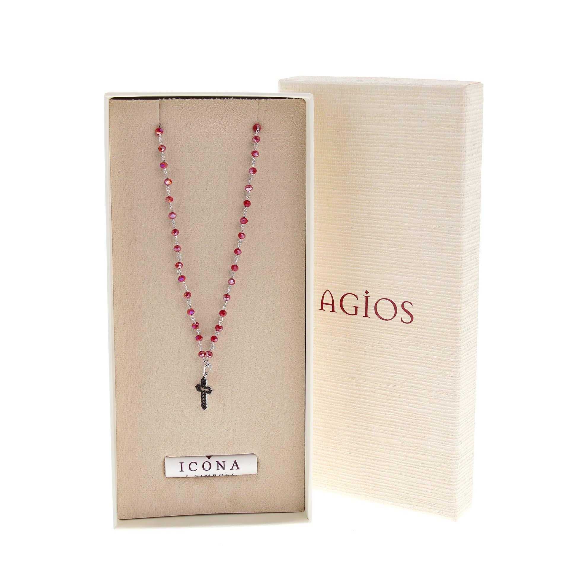 Collana Coloribus con pietre e croce zirconi, argento 925