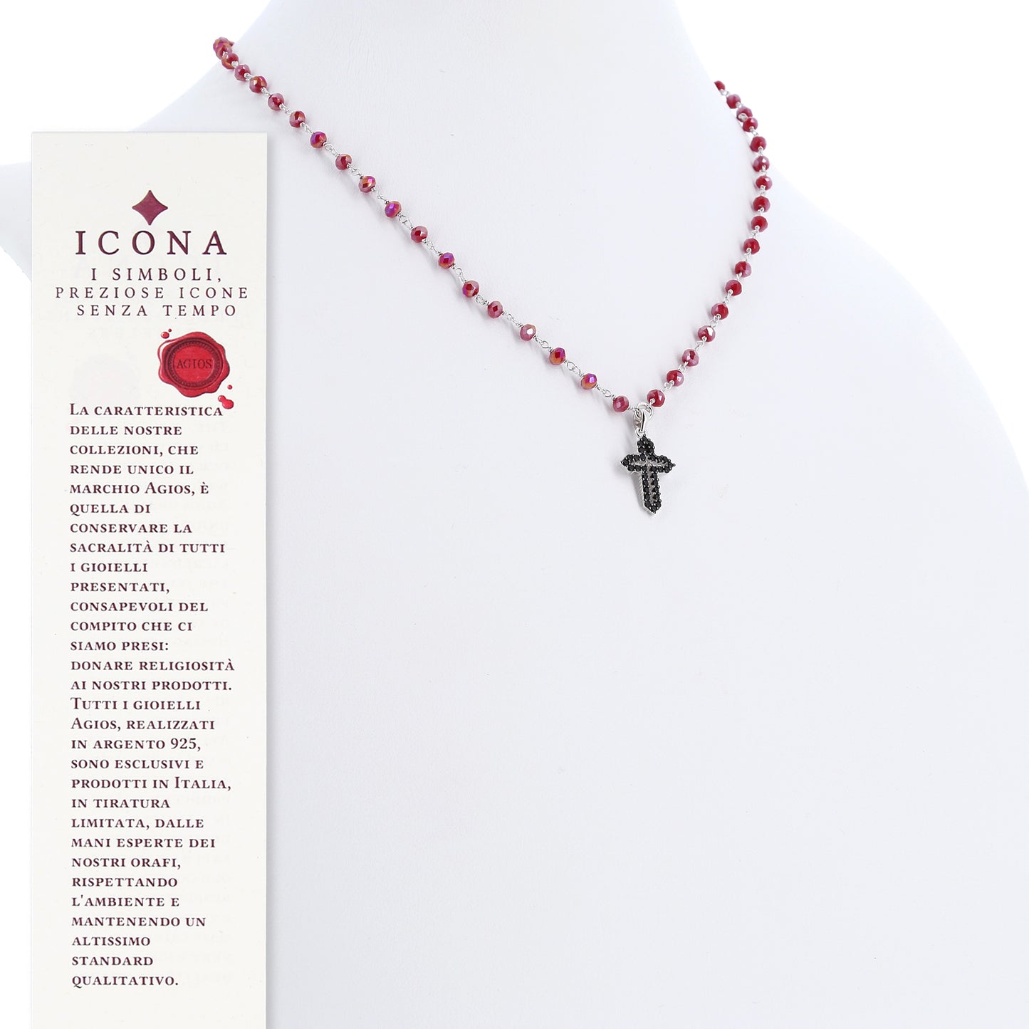 Collana Coloribus con pietre e croce zirconi, argento 925
