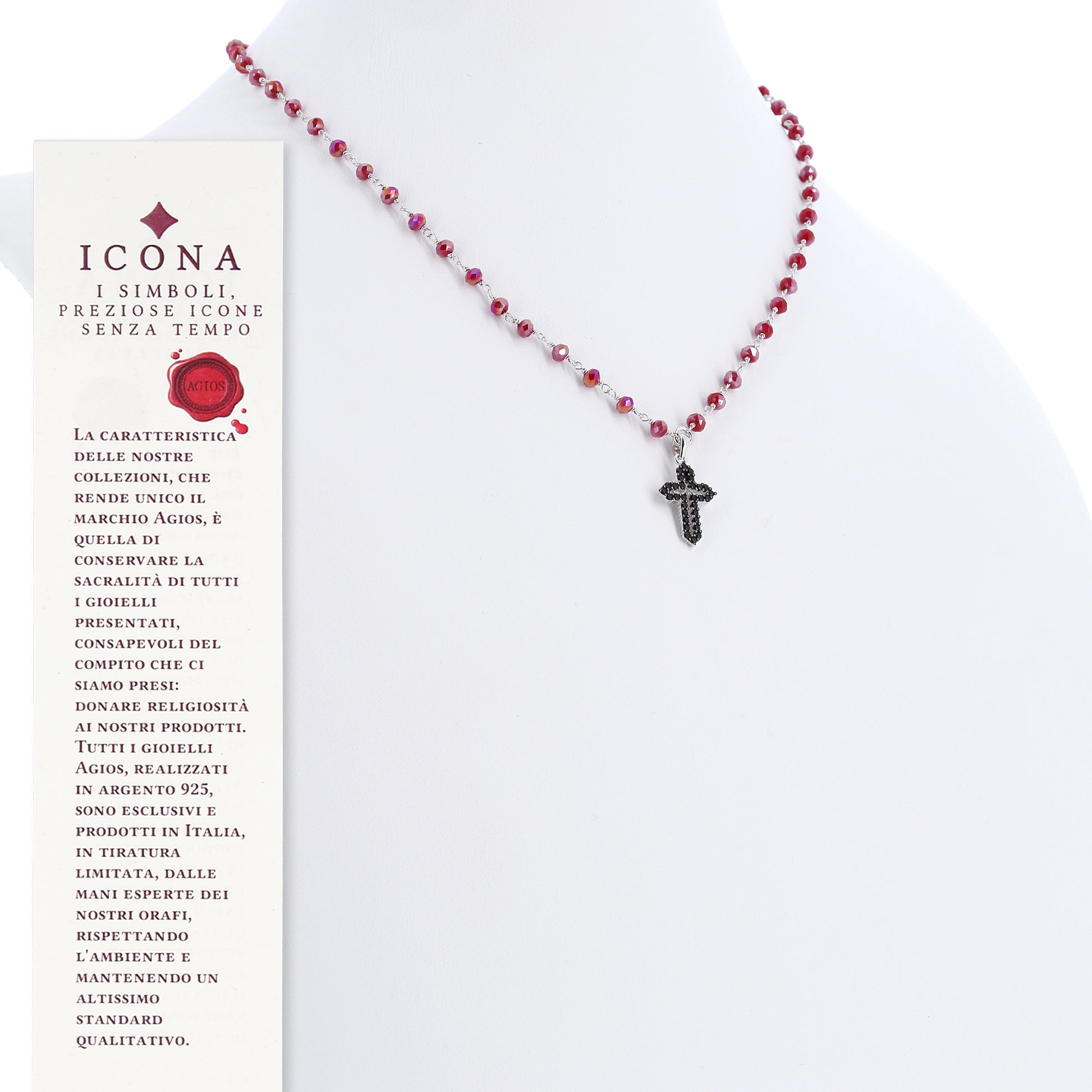 Collana Coloribus con pietre e croce zirconi, argento 925