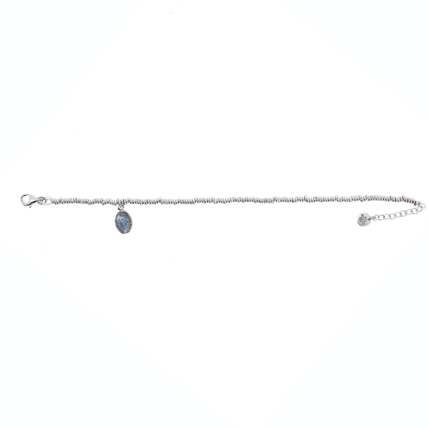 Bracciale Mater C con pendente medaglia Miracolosa smaltata, argento 925 rodiato
