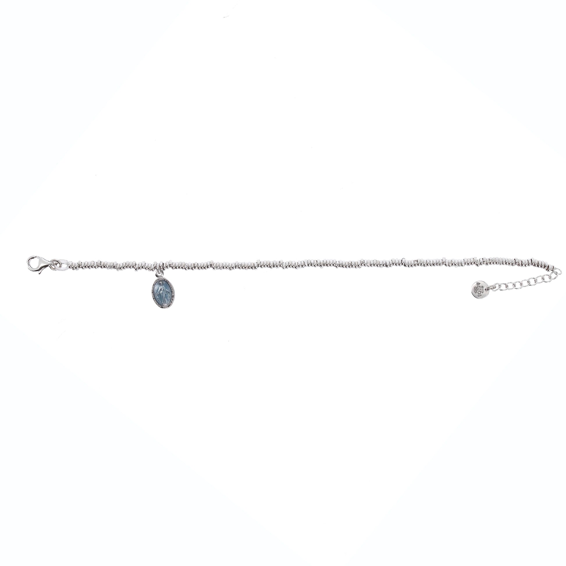 Bracciale Mater C con pendente medaglia Miracolosa smaltata, argento 925 rodiato

