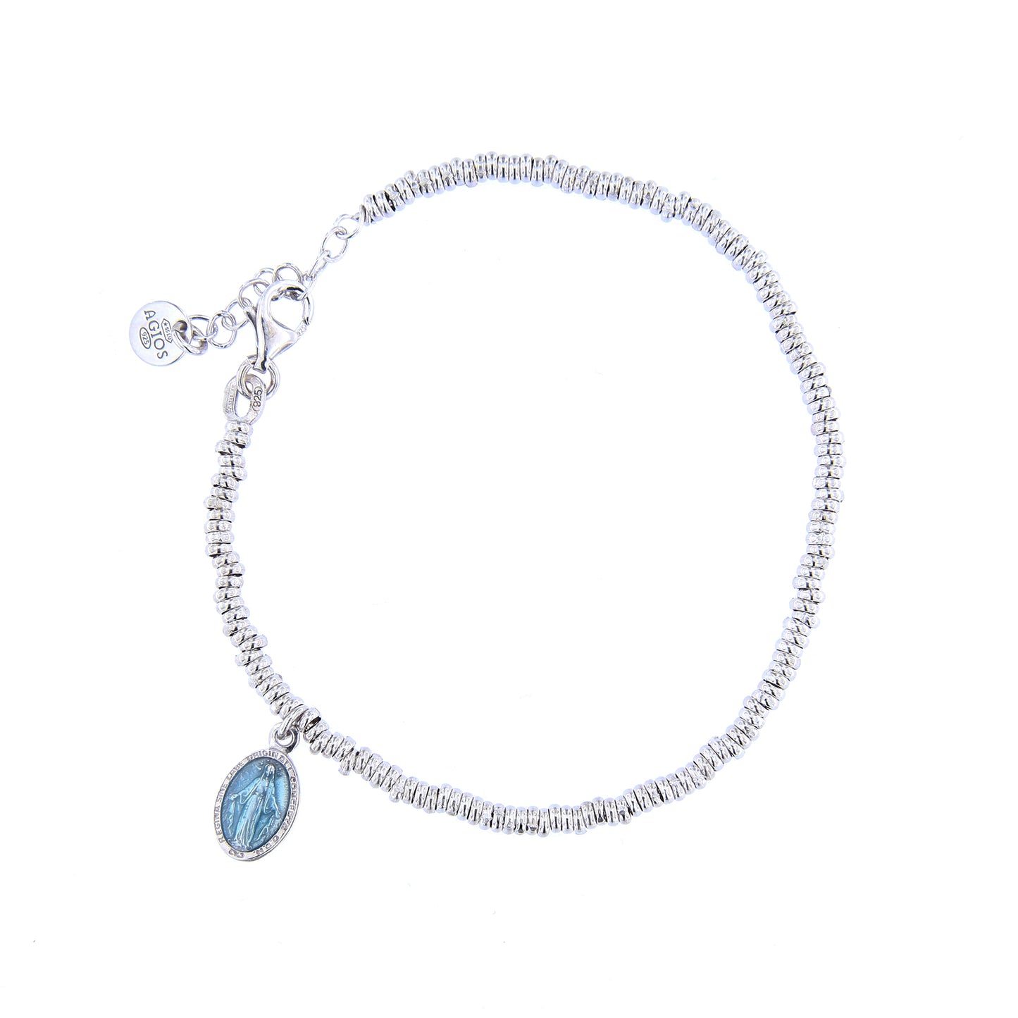 Bracciale Mater C con pendente medaglia Miracolosa smaltata, argento 925 rodiato
