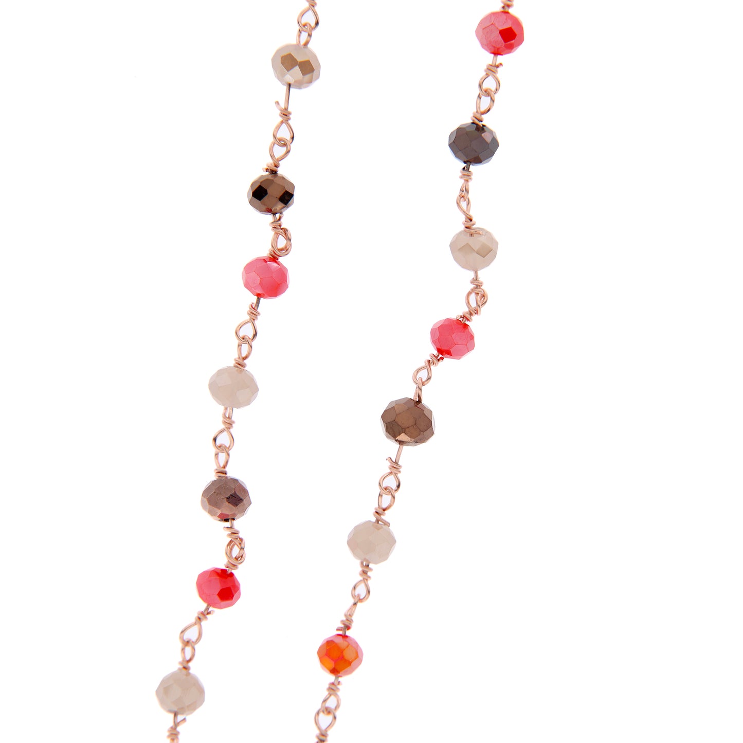 Collana Nove pendenti con pietre multicolo, argento 925 rosè 
