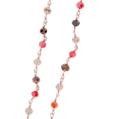 Collana Nove pendenti con pietre multicolo, argento 925 rosè 
