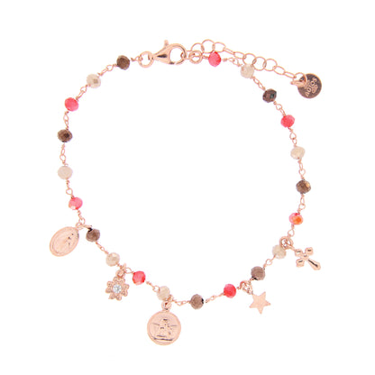 Bracciale Pendenti con pietre multicolor, argento 925 rosè
