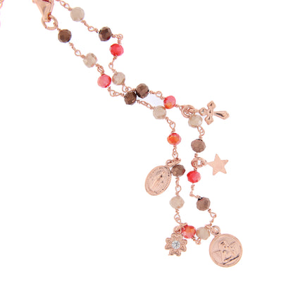 Bracciale Pendenti con pietre multicolor, argento 925 rosè
