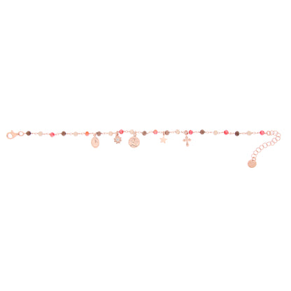 Bracciale Pendenti con pietre multicolor, argento 925 rosè
