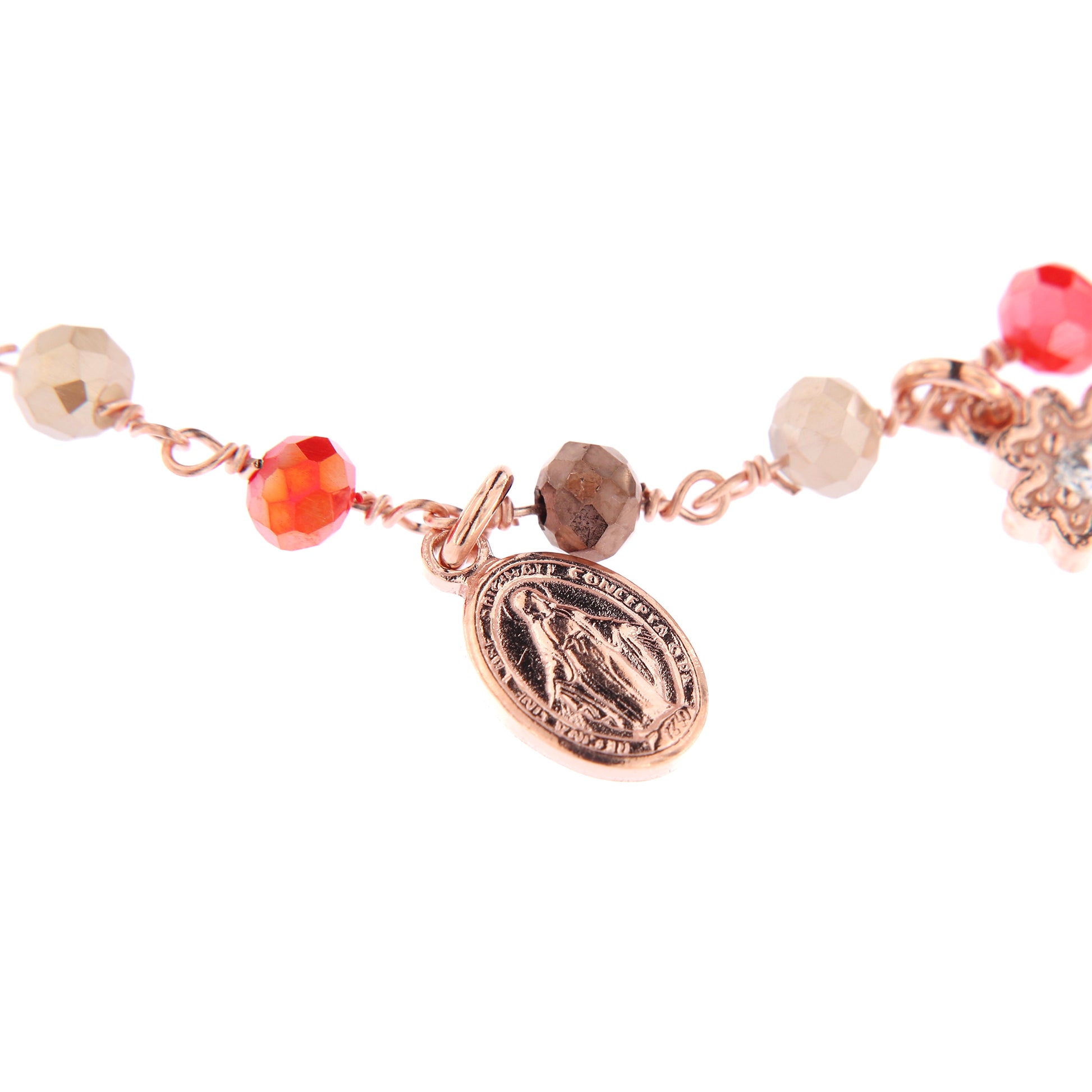 Bracciale Pendenti con pietre multicolor, argento 925 rosè
