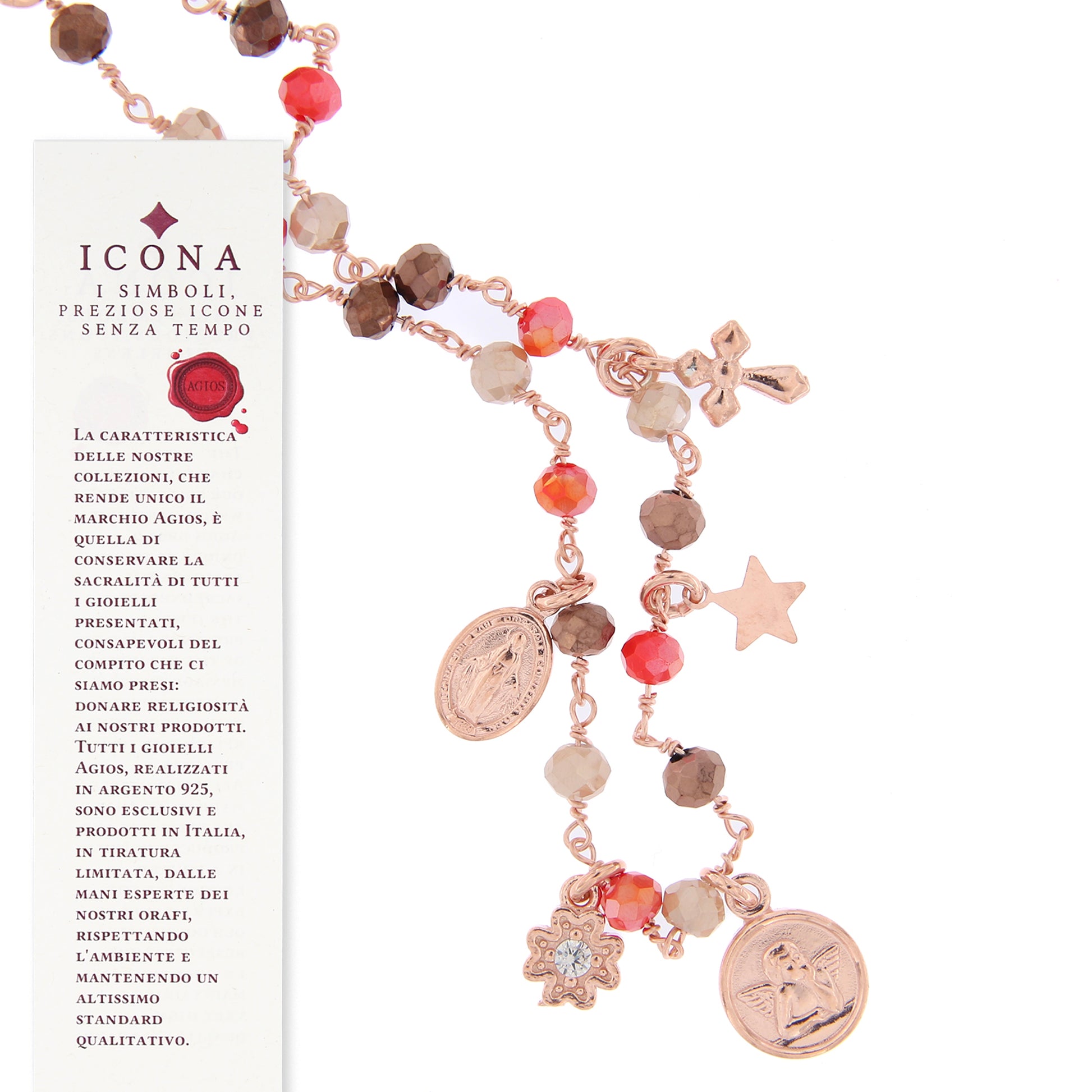 Bracciale Pendenti con pietre multicolor, argento 925 rosè
