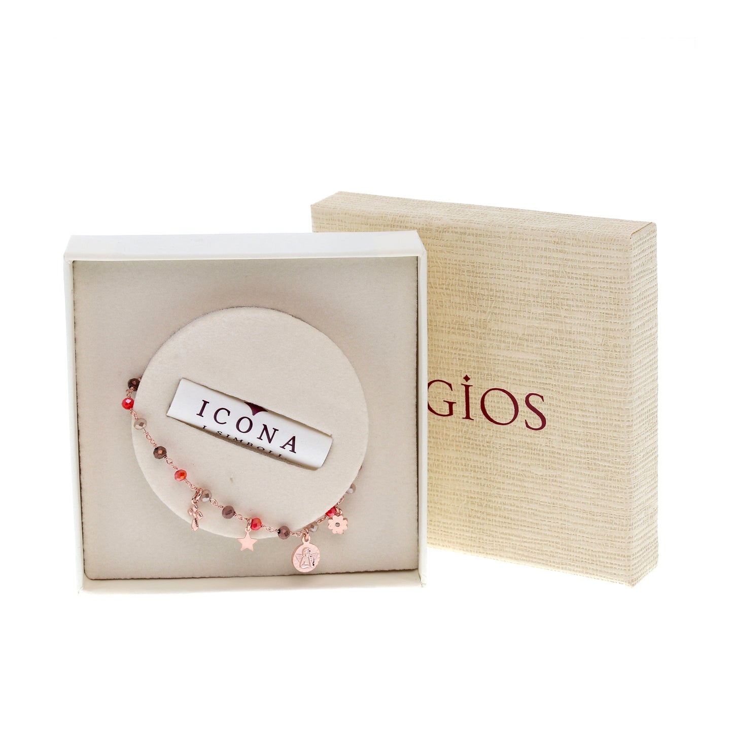 Bracciale Pendenti con pietre multicolor, argento 925 rosè
