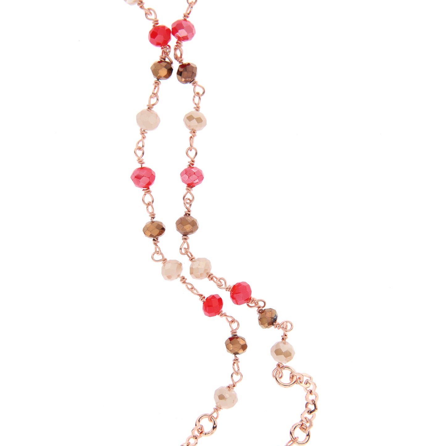 Collana Rosario Sacro Cuore con pietre multicolor, argento 925 rosè