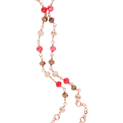 Collana Rosario Sacro Cuore con pietre multicolor, argento 925 rosè