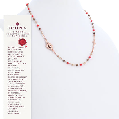 Collana Girocollo Sacro Cuore con pietre multicolor, argento 925 rosè
