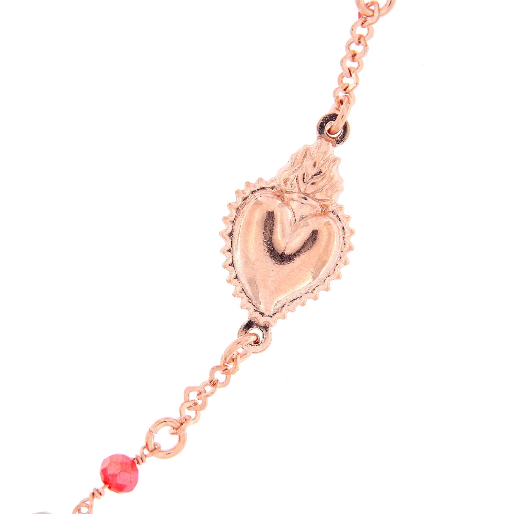 Bracciale Sacro Cuore con pietre multicolor, argento 925 rosè