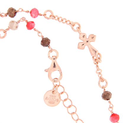 Bracciale Sacro Cuore con pietre multicolor, argento 925 rosè