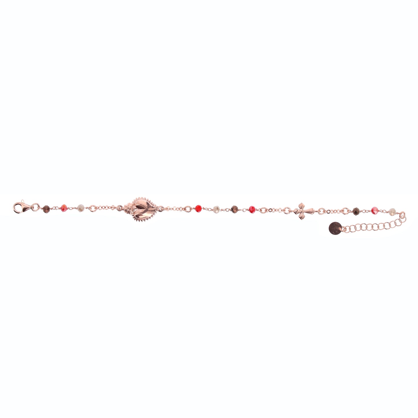 Bracciale Sacro Cuore con pietre multicolor, argento 925 rosè