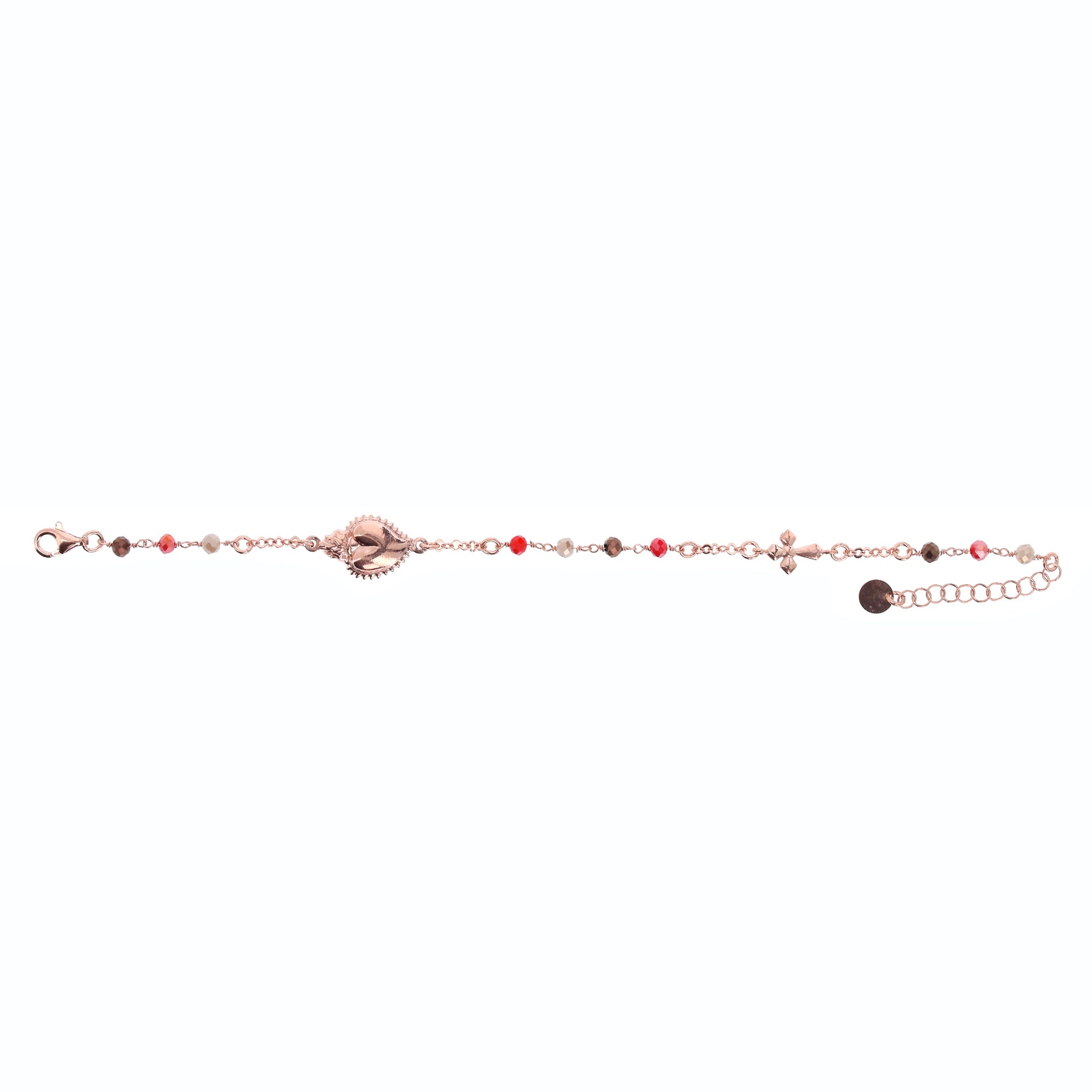 Bracciale Sacro Cuore con pietre multicolor, argento 925 rosè