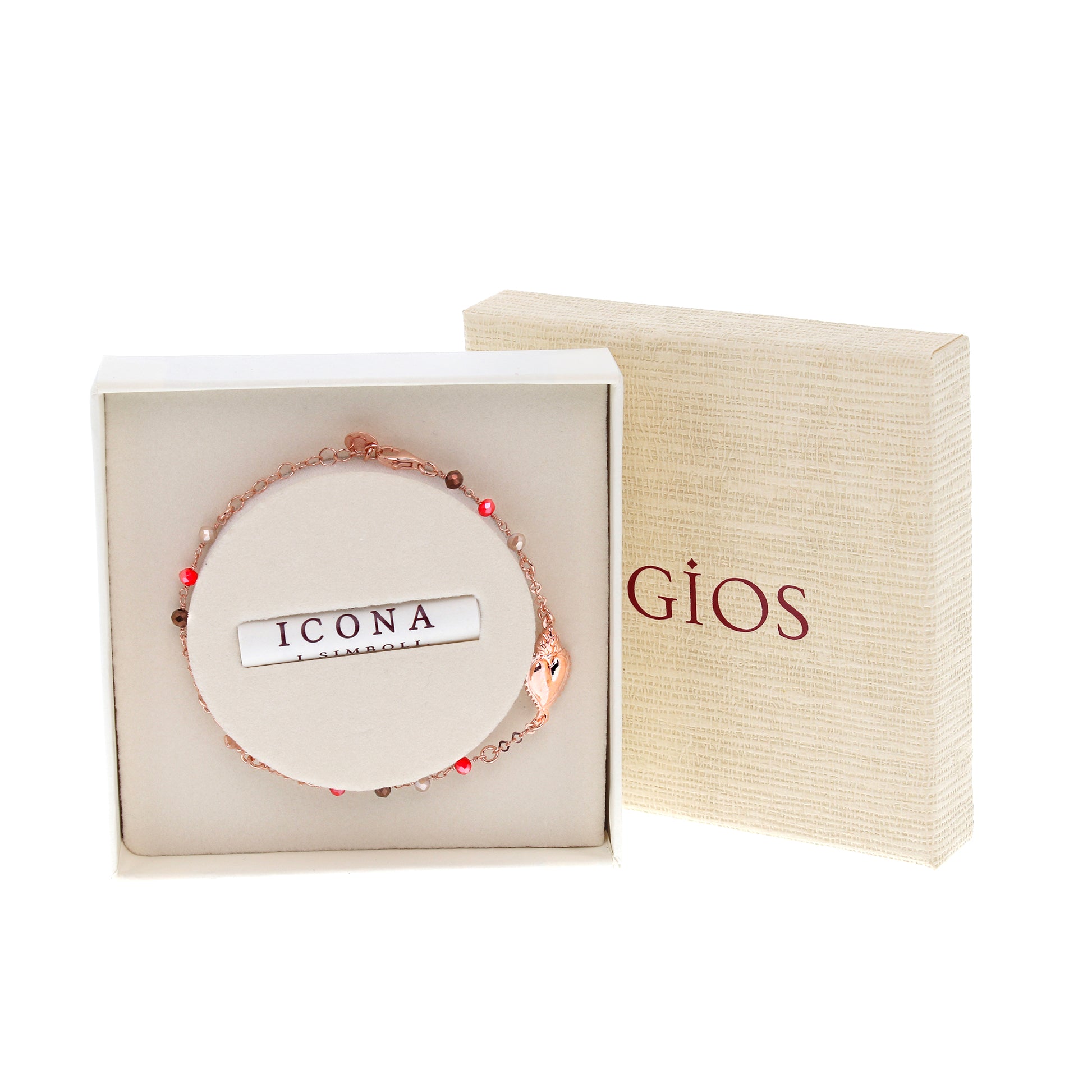 Bracciale Sacro Cuore con pietre multicolor, argento 925 rosè