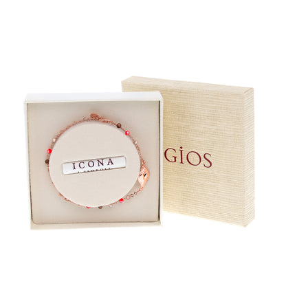 Bracciale Sacro Cuore con pietre multicolor, argento 925 rosè