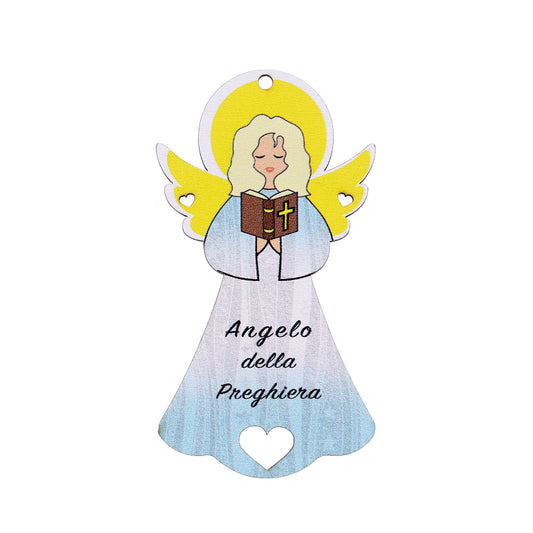 Angelo della Preghiera con magnete e cordoncino  9x5 cm