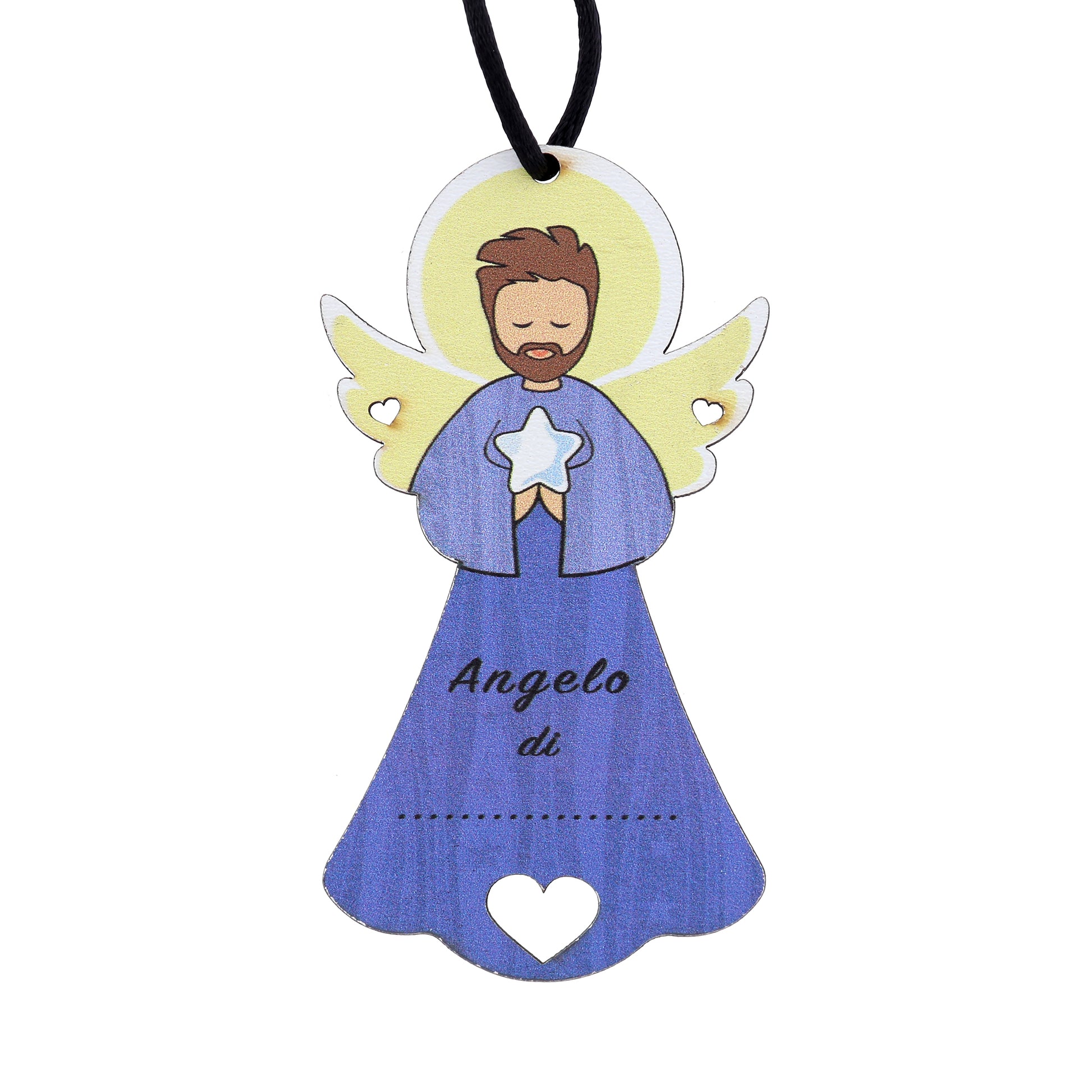 Angelo personalizzabile viola con magnete e cordoncino 9x5 cm