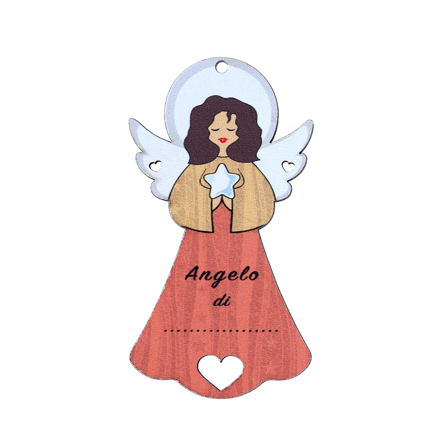 Angelo personalizzabile rosso con magnete e cordoncino 9x5 cm