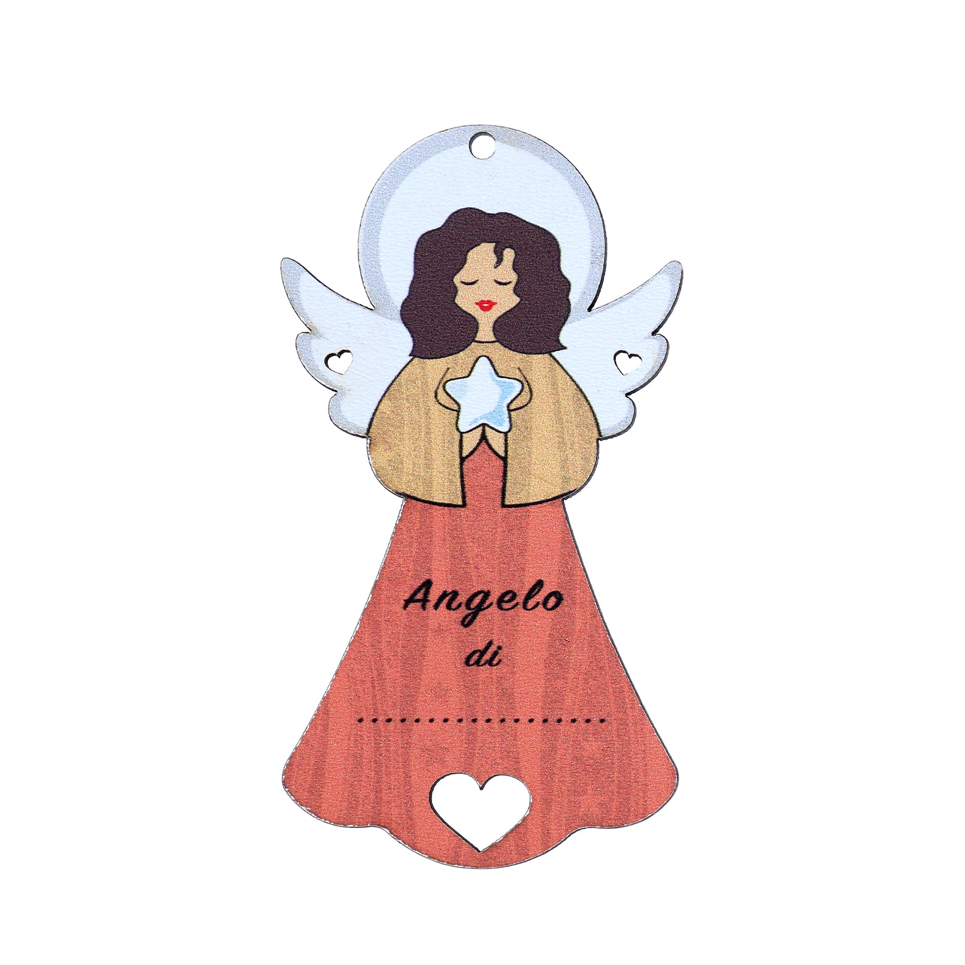 Angelo personalizzabile rosso con magnete e cordoncino 9x5 cm