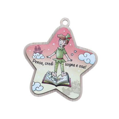 Immagine in legno Peter Pan con magnete e cordoncino