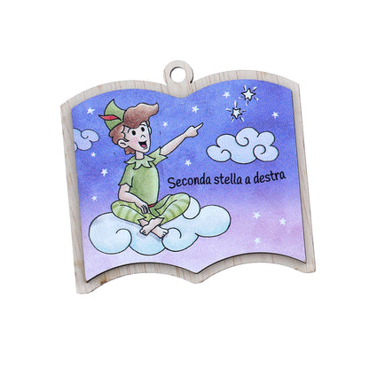 Immagine in legno Peter Pan con magnete e cordoncino