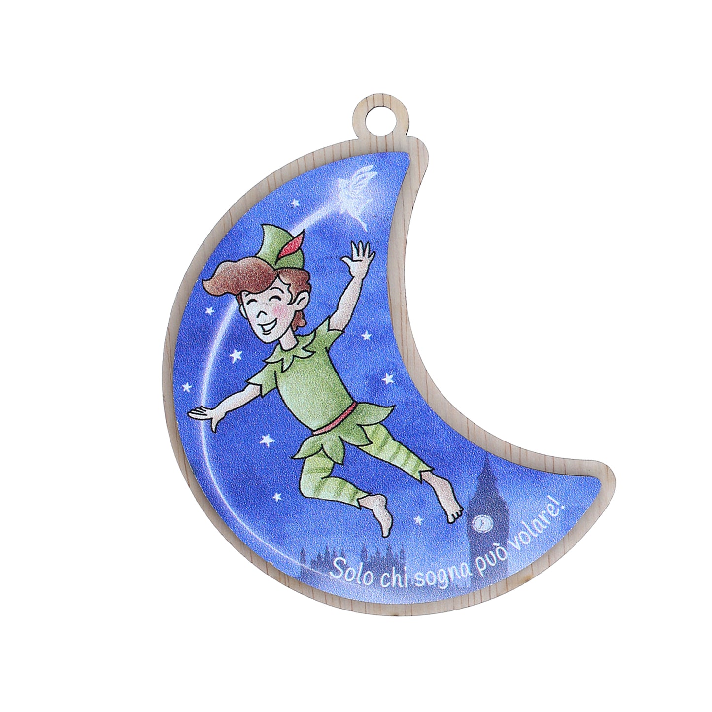 Immagine in legno Peter Pan con magnete e cordoncino