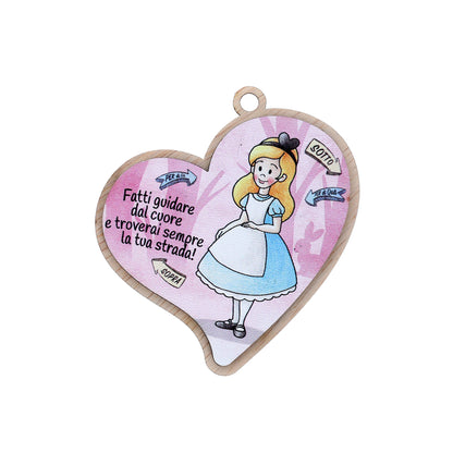 Immagine in legno Alice nel paese delle meraviglie con magnete e cordoncino