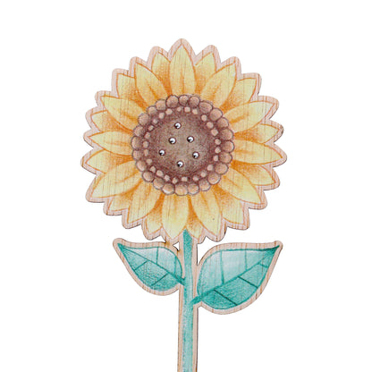 Fiore in legno completo di segnalibro e confezione. Altezza 25,5 cm