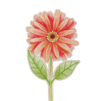 Fiore in legno completo di segnalibro e confezione. Altezza 25,5 cm