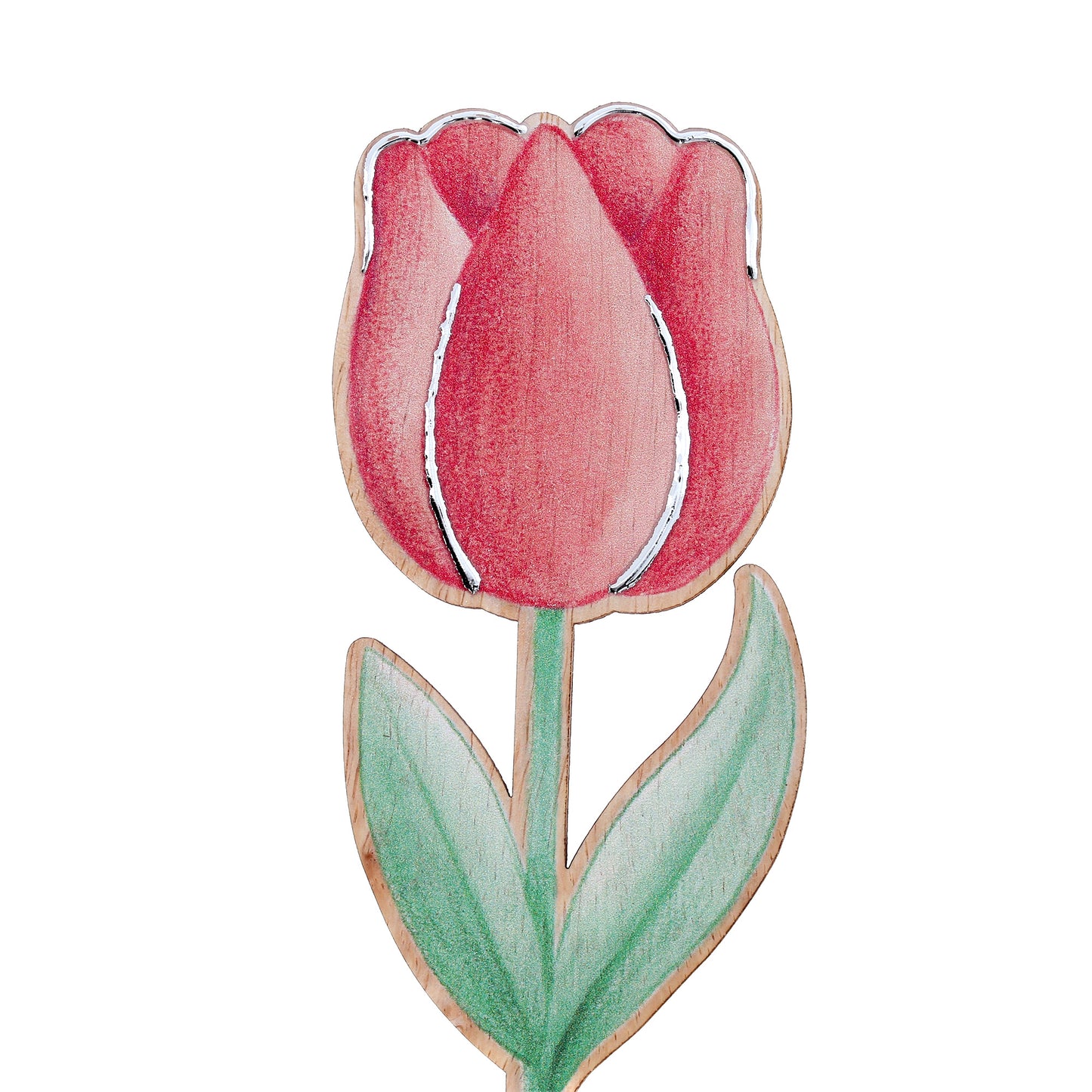 Fiore in legno completo di segnalibro e confezione. Altezza 25,5 cm