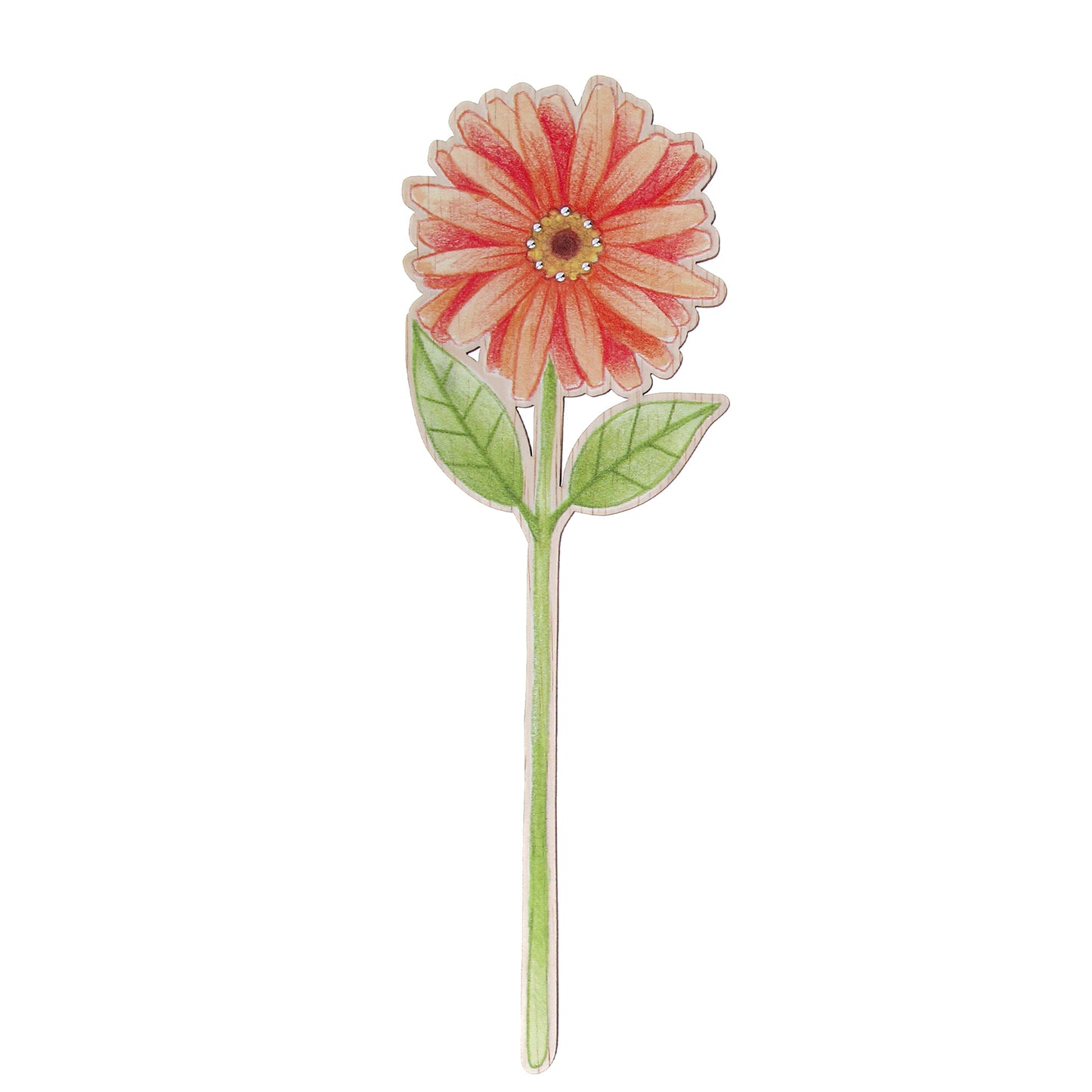 Fiore in legno completo di segnalibro e confezione. Altezza 25,5 cm