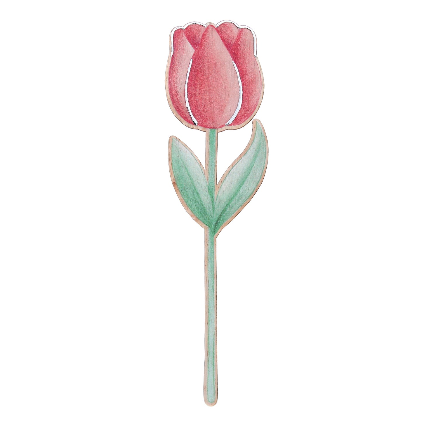 Fiore in legno completo di segnalibro e confezione. Altezza 25,5 cm