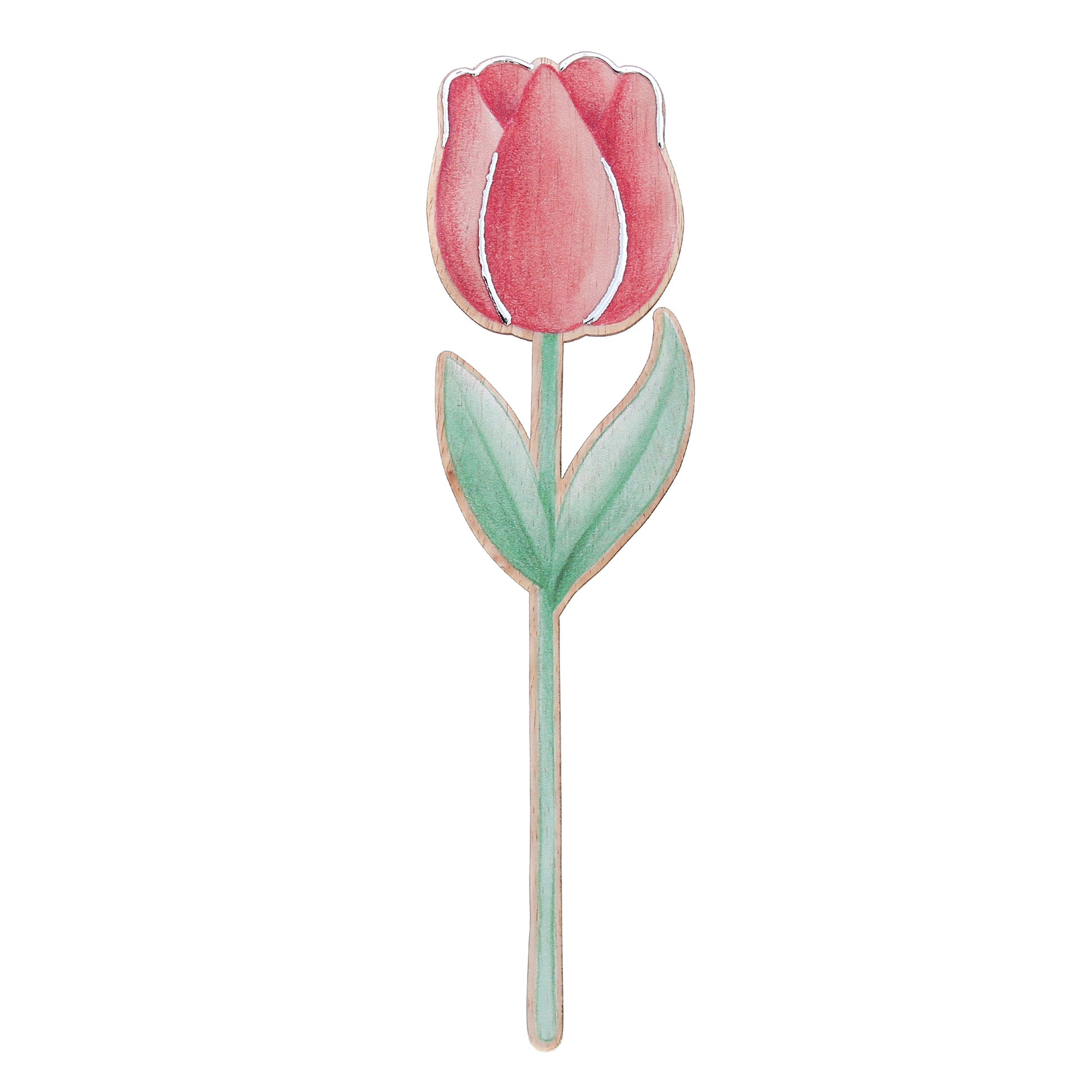 Fiore in legno completo di segnalibro e confezione. Altezza 25,5 cm