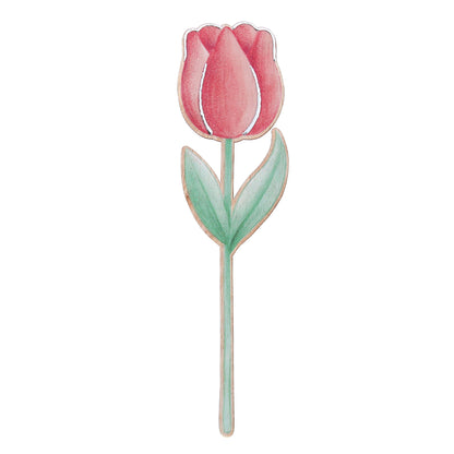 Fiore in legno completo di segnalibro e confezione. Altezza 25,5 cm