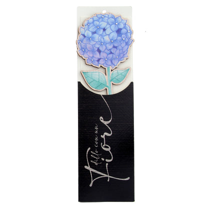 Fiore in legno completo di segnalibro e confezione. Altezza 25,5 cm