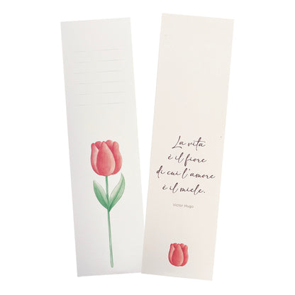 Fiore in legno completo di segnalibro e confezione. Altezza 25,5 cm
