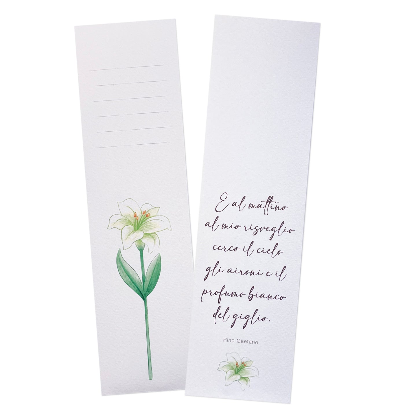 Fiore in legno completo di segnalibro e confezione. Altezza 25,5 cm