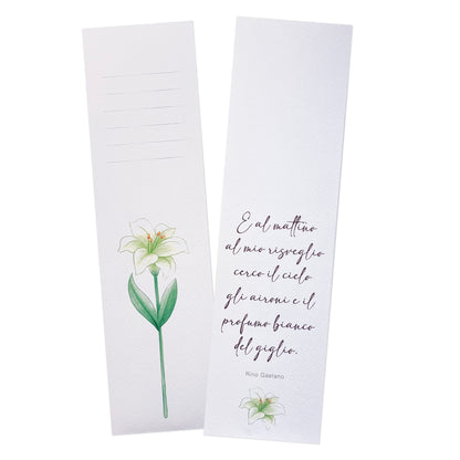 Fiore in legno completo di segnalibro e confezione. Altezza 25,5 cm