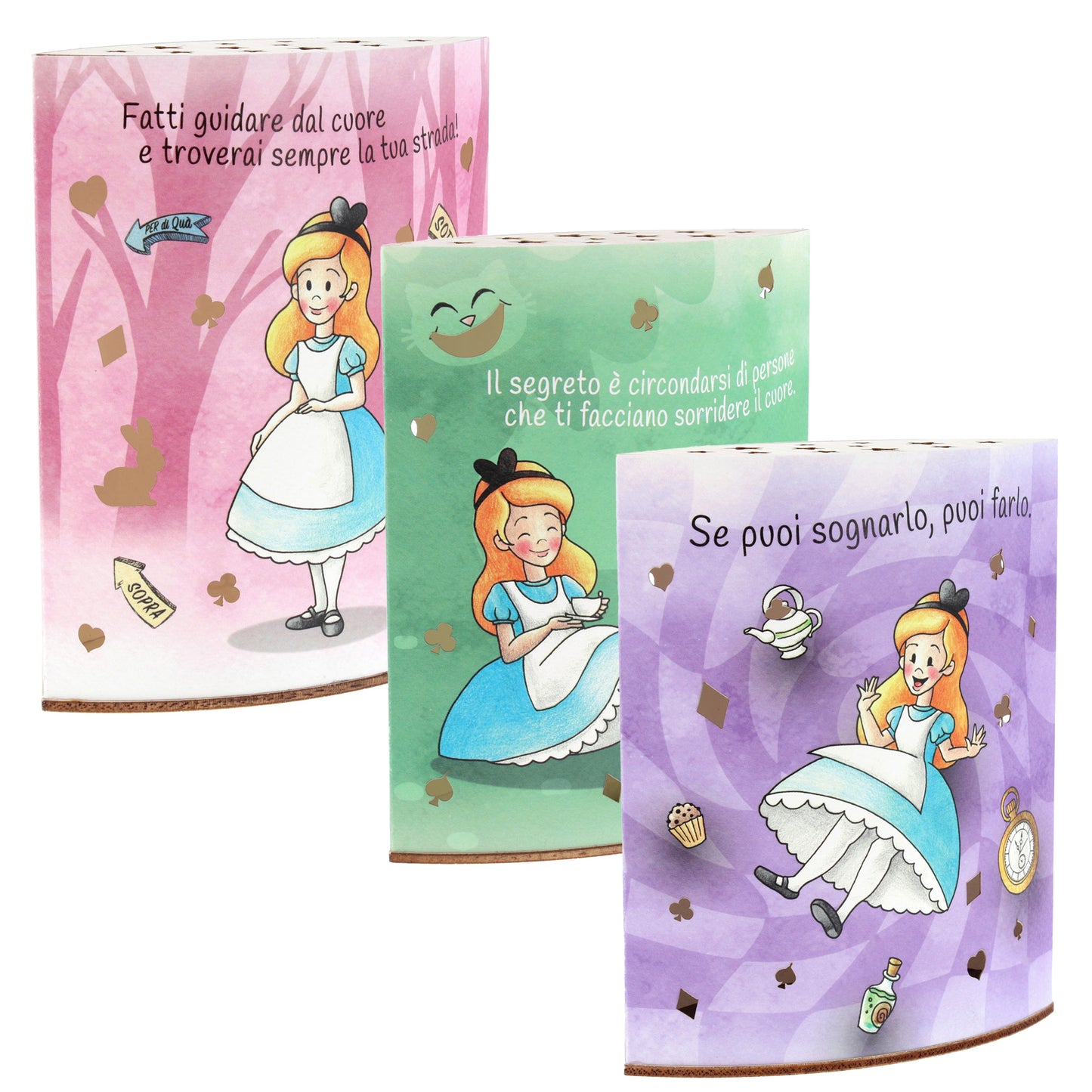 Lampada da compagnia in carta, Alice nel paese delle Meraviglie. Altezza 16 cm