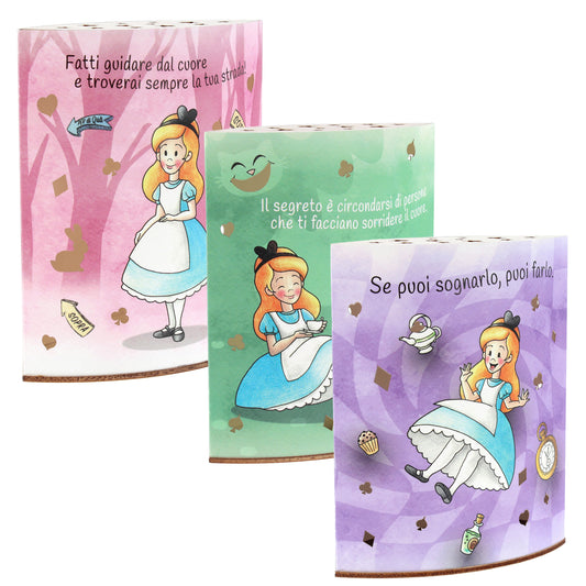 Lampada da compagnia in carta, Alice nel paese delle Meraviglie. Altezza 16 cm