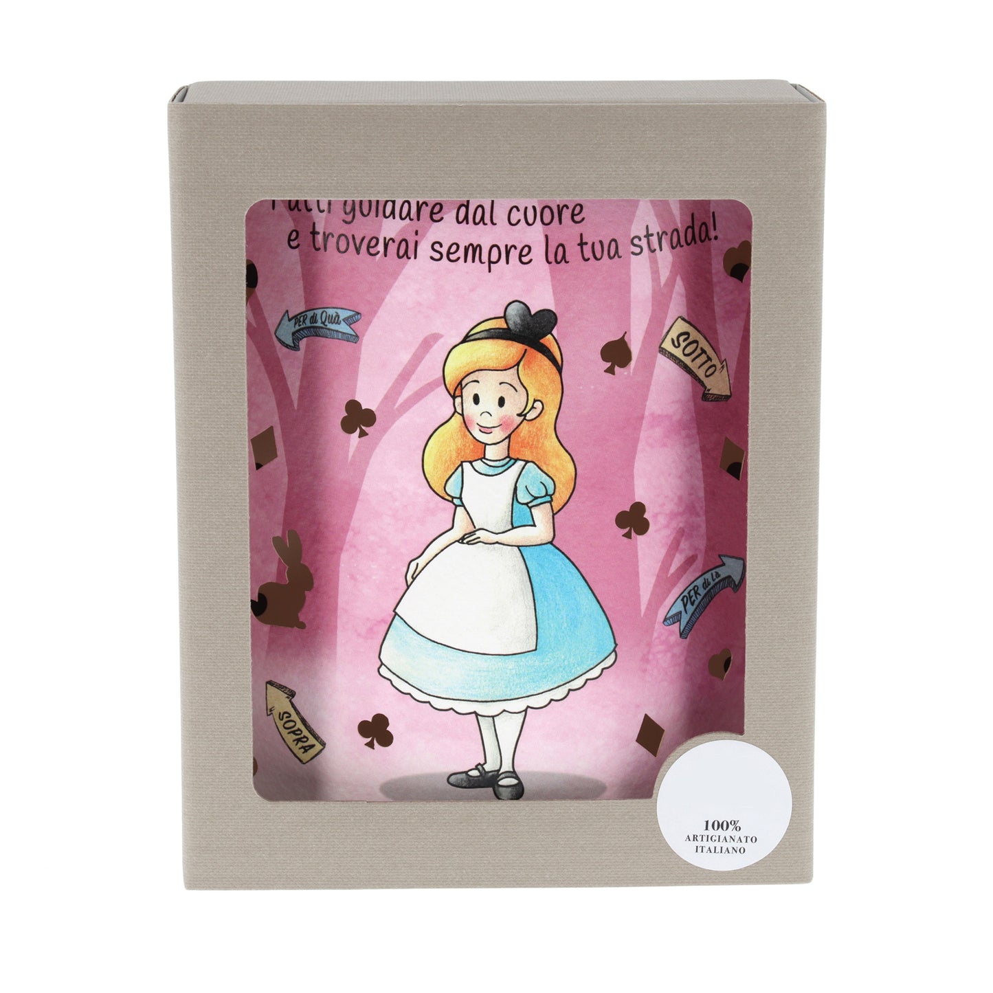 Lampada da compagnia in carta, Alice nel paese delle Meraviglie. Altezza 16 cm