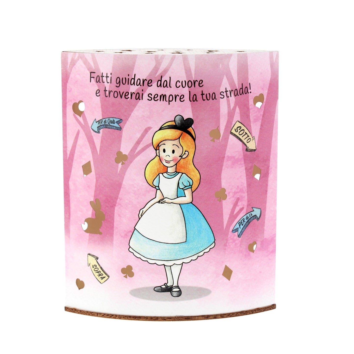 Lampada da compagnia in carta, Alice nel paese delle Meraviglie. Altezza 16 cm