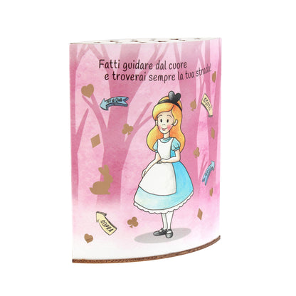 Lampada da compagnia in carta, Alice nel paese delle Meraviglie. Altezza 16 cm